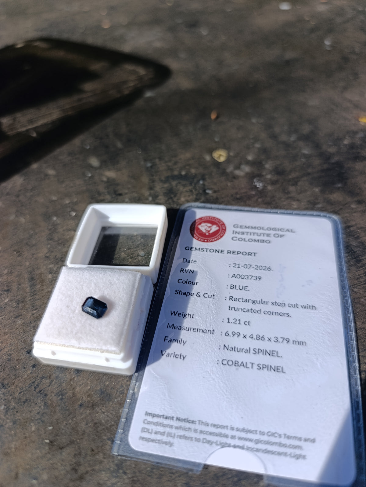 Natural Blue Cobalt Spinel 1.21ct – Rectangular Step Cut | GIC Certified
