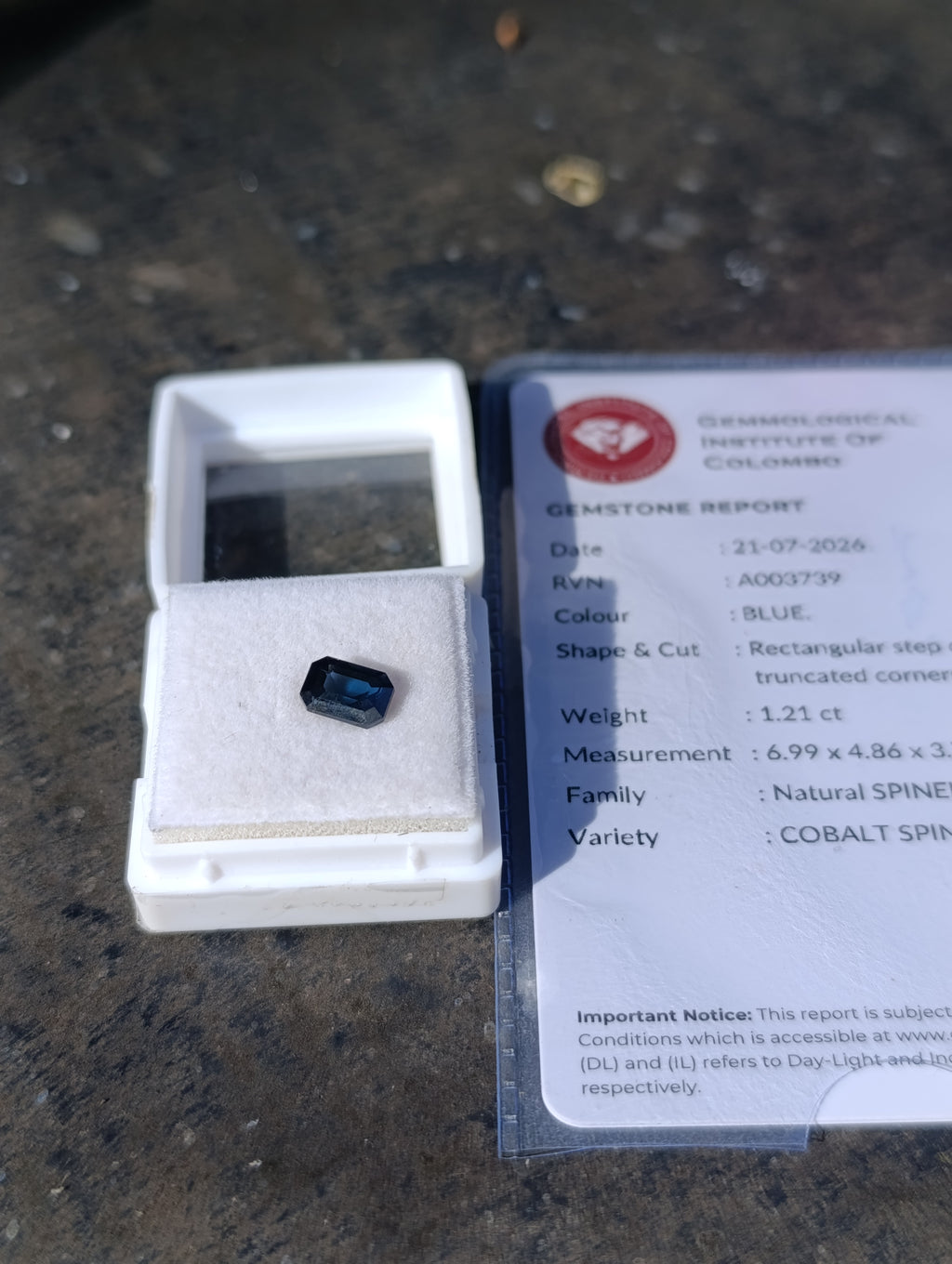 Natural Blue Cobalt Spinel 1.21ct – Rectangular Step Cut | GIC Certified