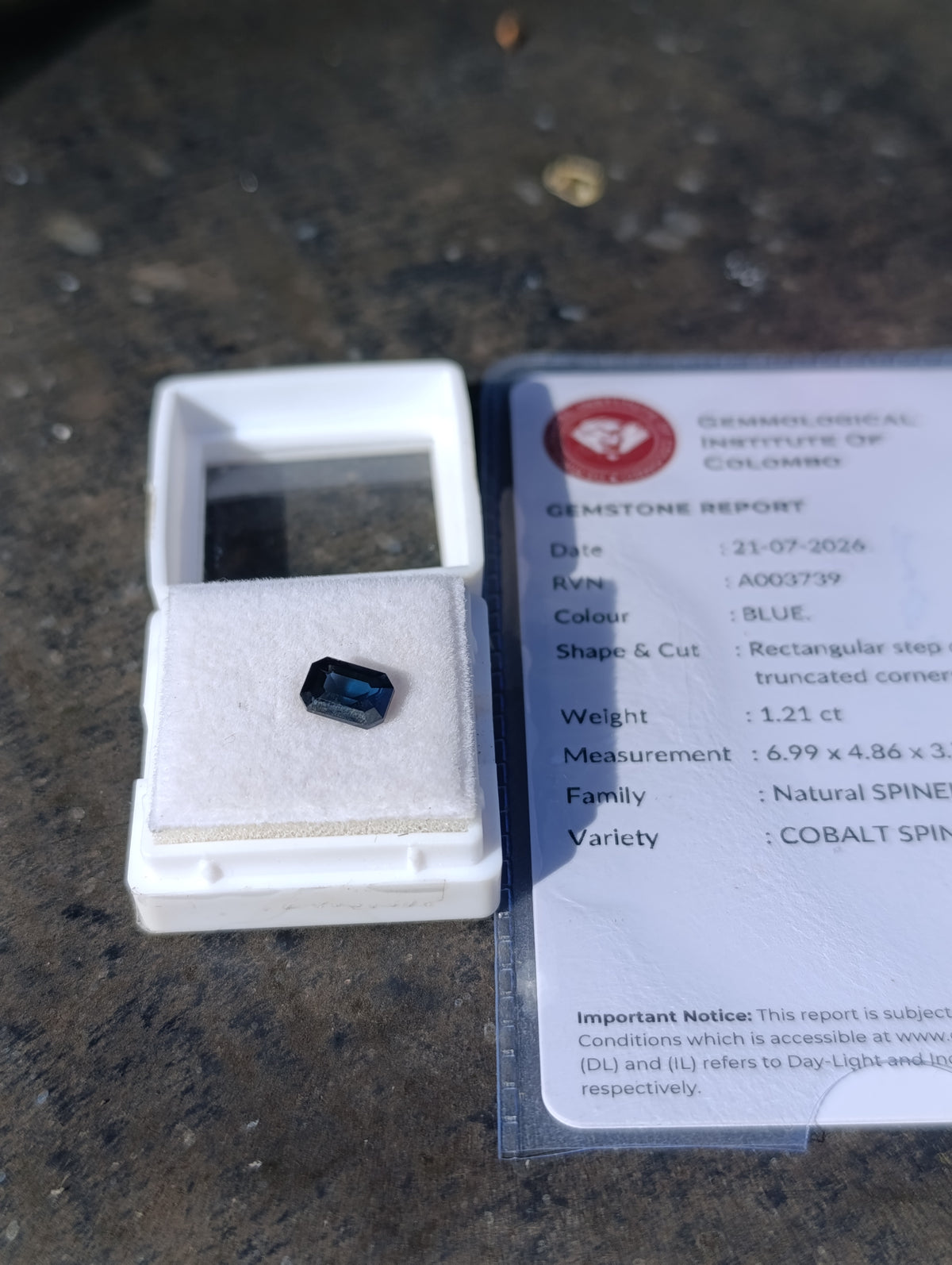 Natural Blue Cobalt Spinel 1.21ct – Rectangular Step Cut | GIC Certified